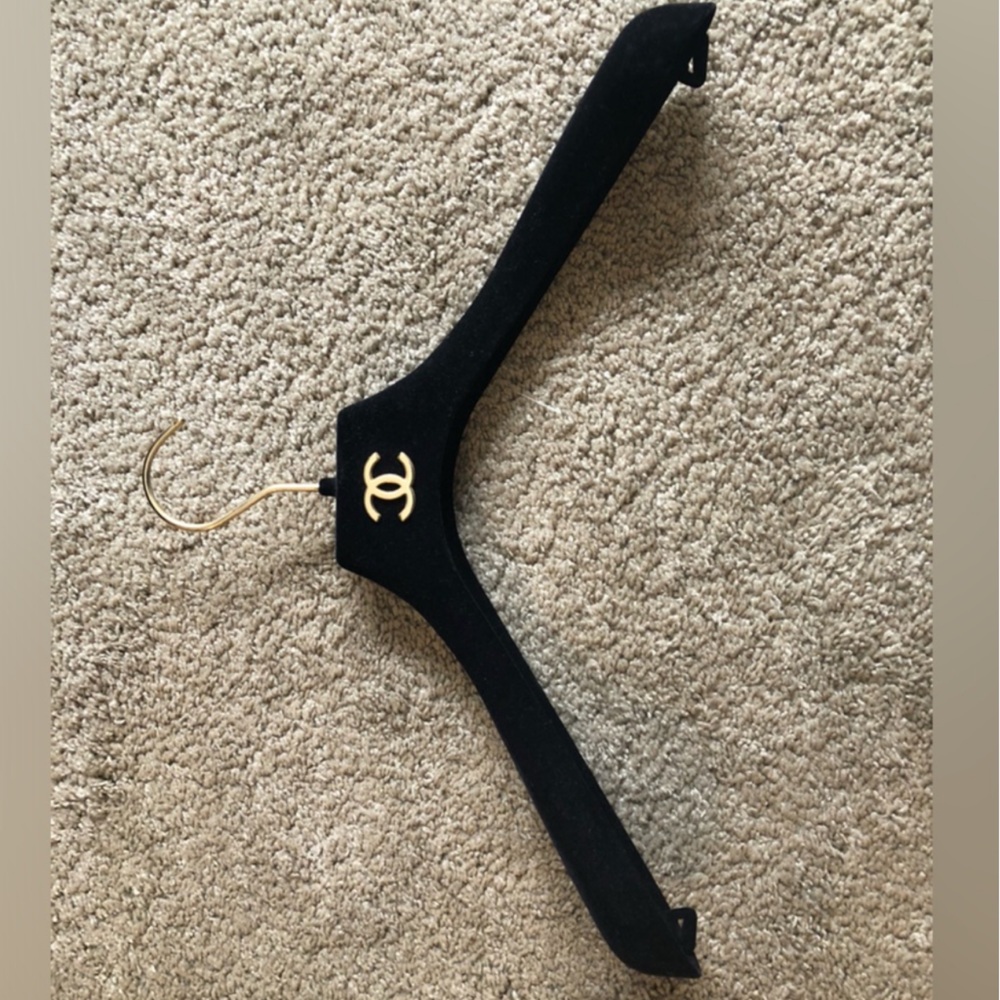CHANEL Black Velvet Hanger with Gold Hook